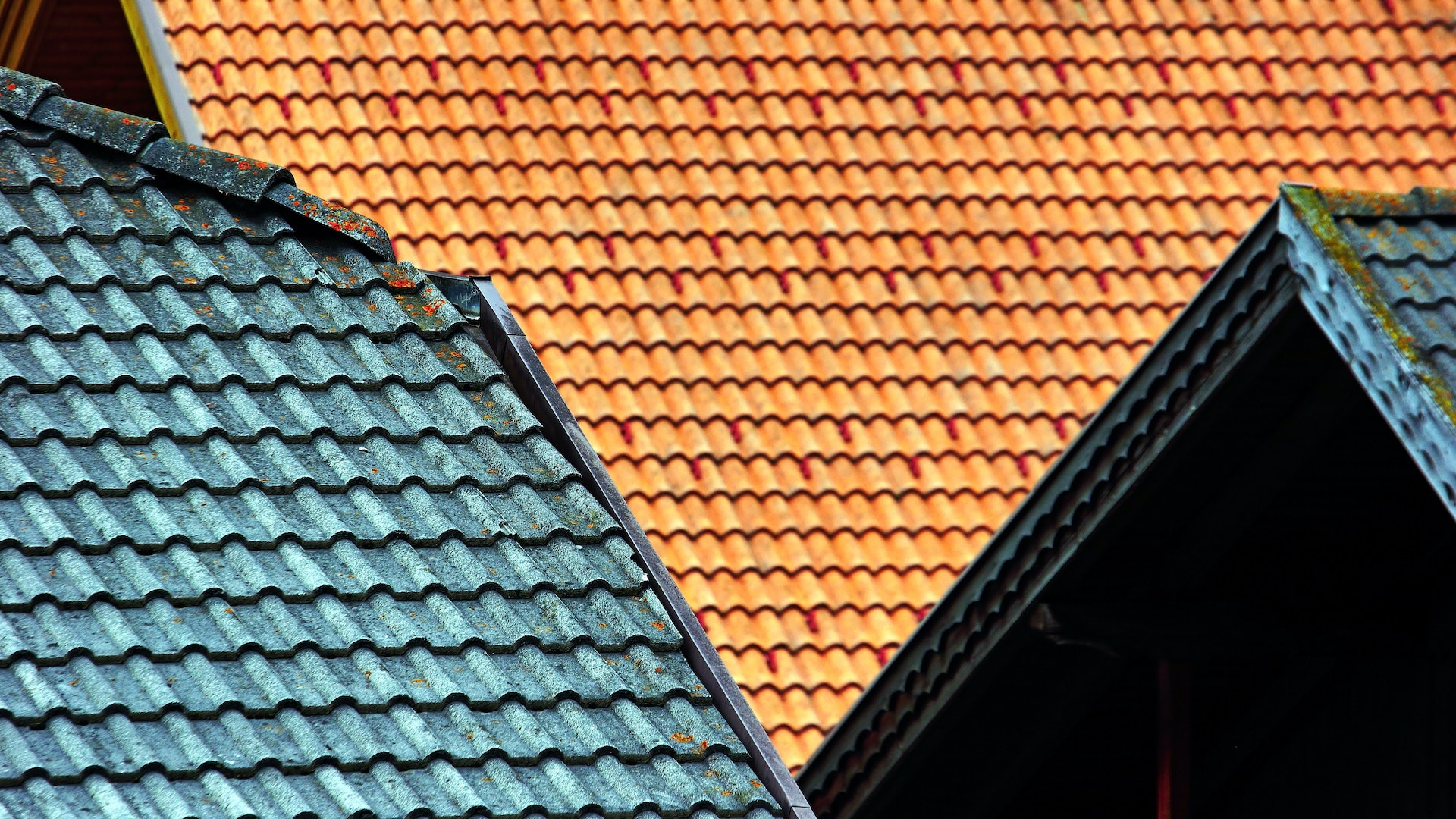 Blue and orange tiled roof